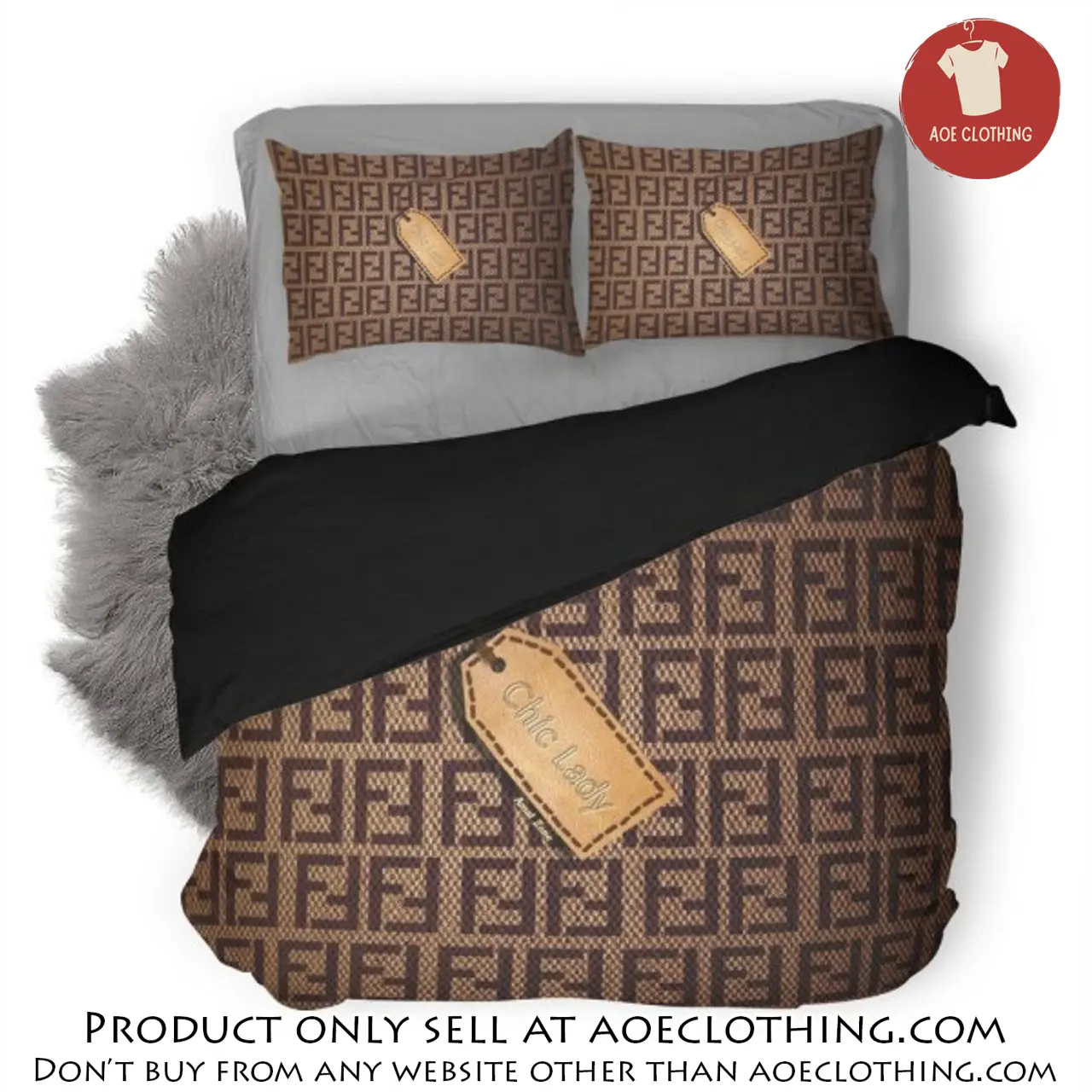 Fendi chic lady luxury logo fashion brand premium bedding set home decor aoe0812108